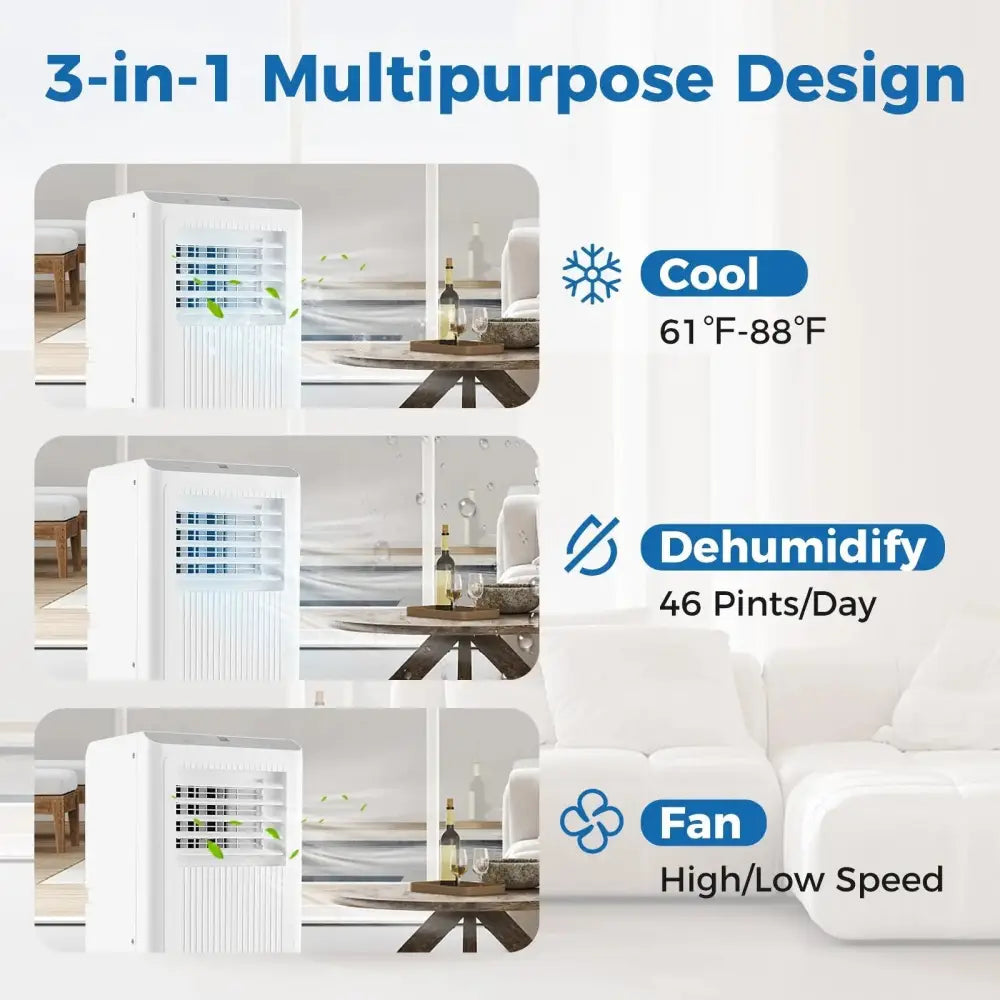 8000 BTU Portable Air Conditioner 3 in 1 AC Unit Fan and Dehumidifier Costway