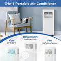 8000 BTU Portable Air Conditioner 3 in 1 AC Unit with Fan and Dehumidifier - White - Portable Air Conditioners
