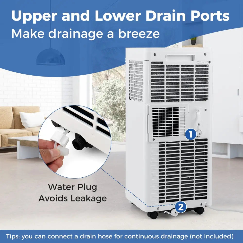 8000 BTU Portable Air Conditioner 3 in 1 AC Unit with Fan and Dehumidifier - White - Portable Air Conditioners