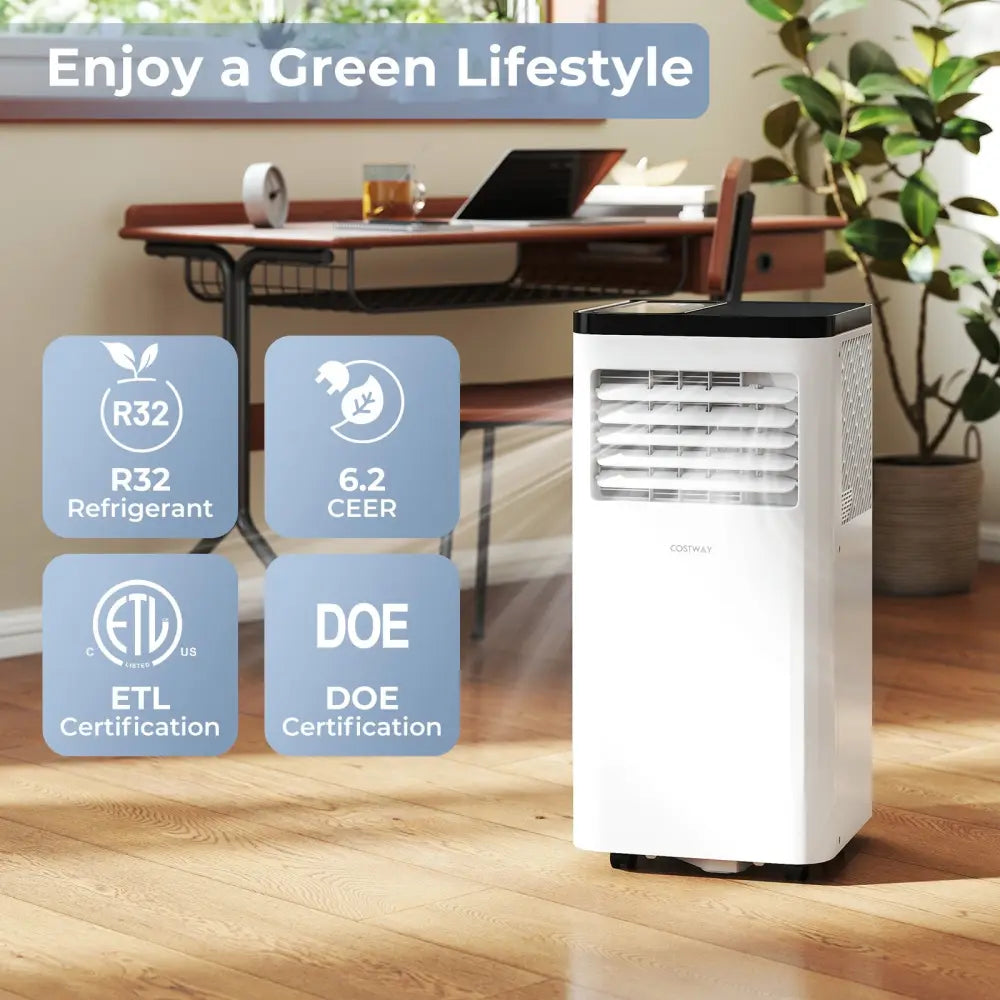 8000 BTU Portable Air Conditioner 3 in 1 Floor AC Unit Fan and Dehumidifier for Room - White - Portable Air Conditioners