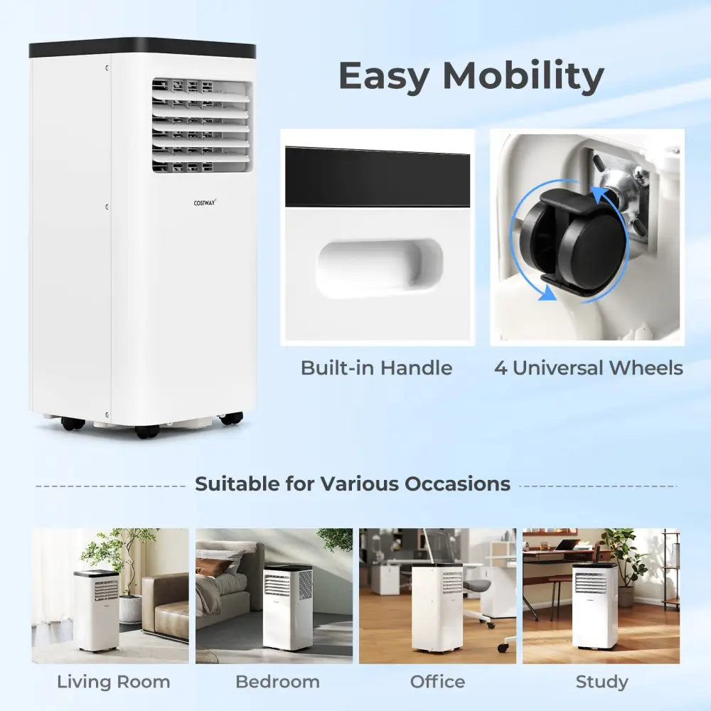 8000 BTU Portable Air Conditioner 3 in 1 Floor AC Unit Fan and Dehumidifier for Room - White - Portable Air Conditioners