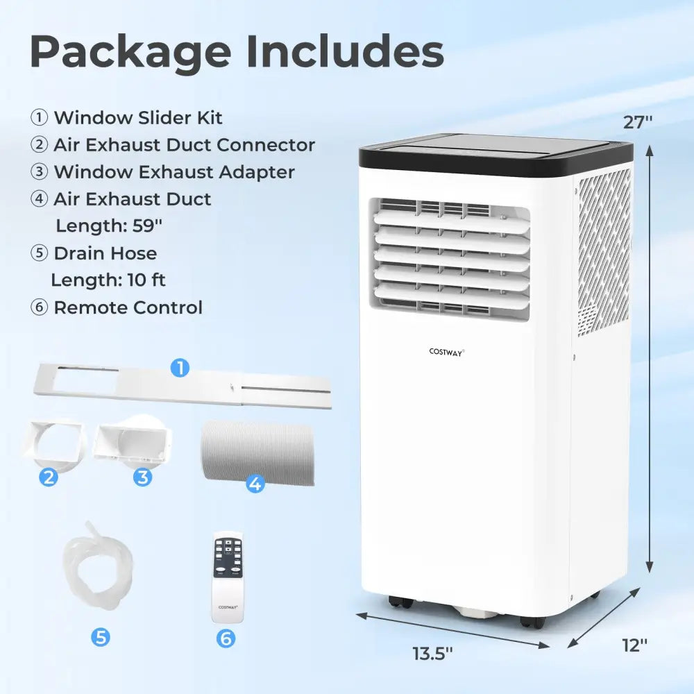 8000 BTU Portable Air Conditioner 3 in 1 Floor AC Unit - White - Portable Air Conditioners
