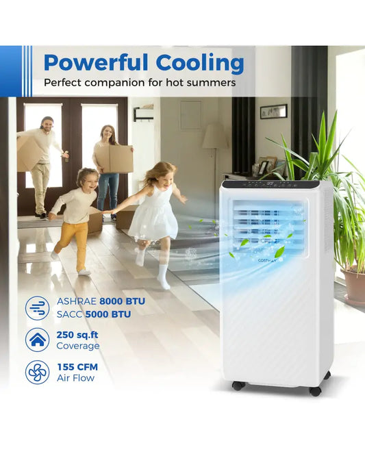 8000 BTU Portable Air Conditioner 3 in 1 Floor AC Unit with Fan and Dehumidifier - White - Portable Air Conditioners