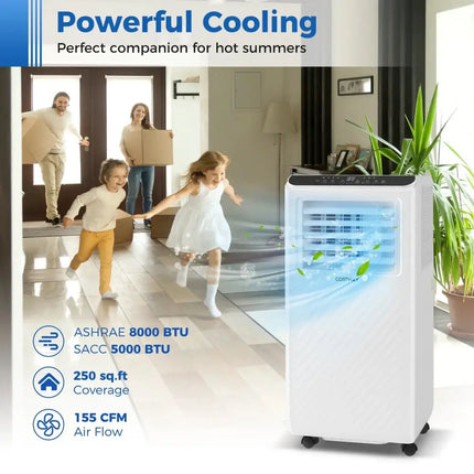8000 BTU Portable Air Conditioner 3 in 1 Floor AC Unit with Fan and Dehumidifier Costway