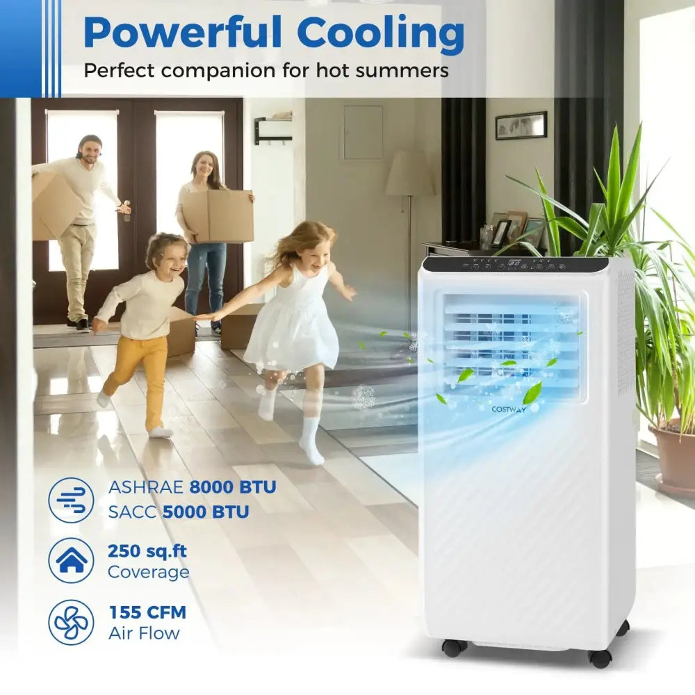 8000 BTU Portable Air Conditioner 3 in 1 Floor AC Unit with Fan and Dehumidifier Costway