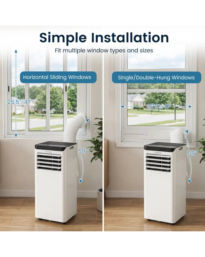 8000 BTU Portable Air Conditioner Cools with Dehumidifier and 24H Timer-Black - Black - Portable Air Conditioners