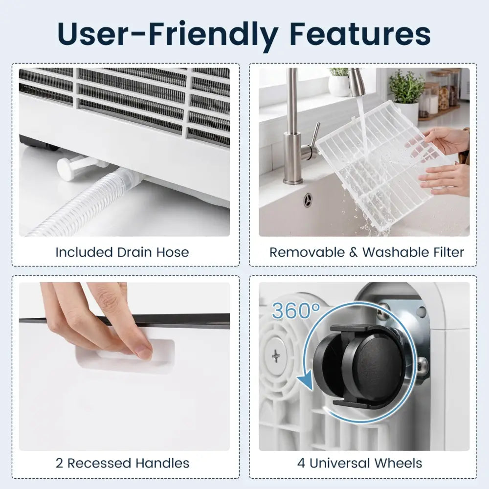 8000 BTU Portable Air Conditioner Cools with Dehumidifier and 24H Timer-Black - Black - Portable Air Conditioners