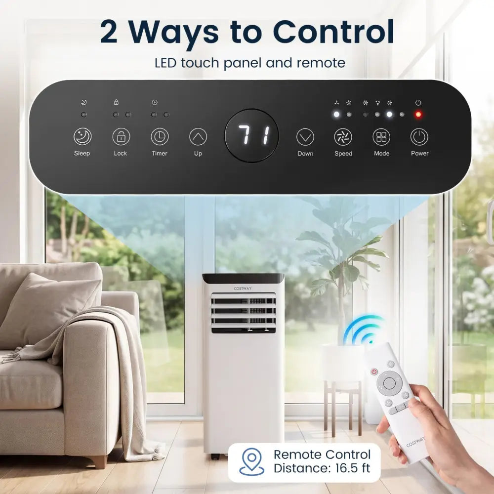 8000 BTU Portable Air Conditioner Cools with Dehumidifier and 24H Timer-Black - Black - Portable Air Conditioners