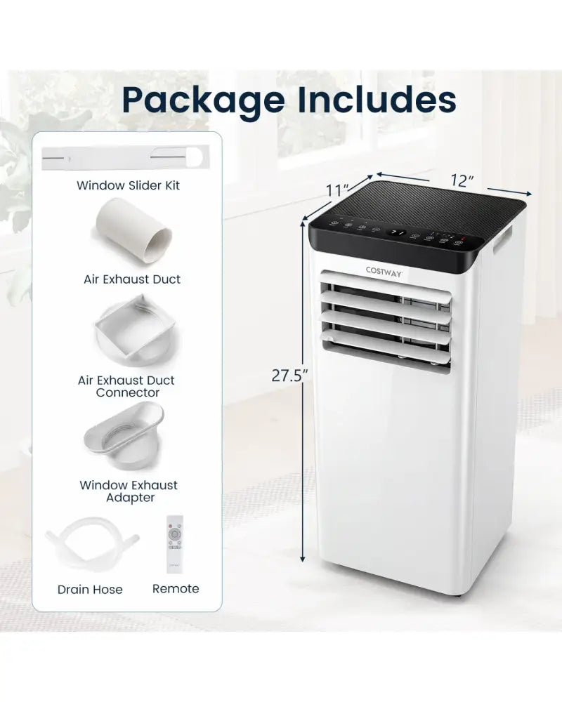 8000 BTU Portable Air Conditioner Cools with Dehumidifier and 24H Timer-Black - Black - Portable Air Conditioners