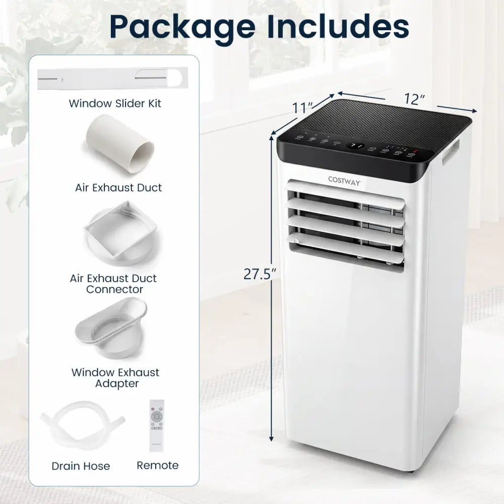 8000 BTU Portable Air Conditioner Cools with Dehumidifier and 24H Timer-Black - Black - Portable Air Conditioners