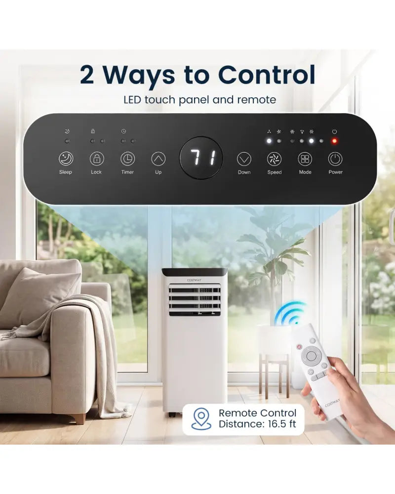8000 BTU Portable Air Conditioner Cools with Dehumidifier and 24H Timer-Black - Black - Portable Air Conditioners
