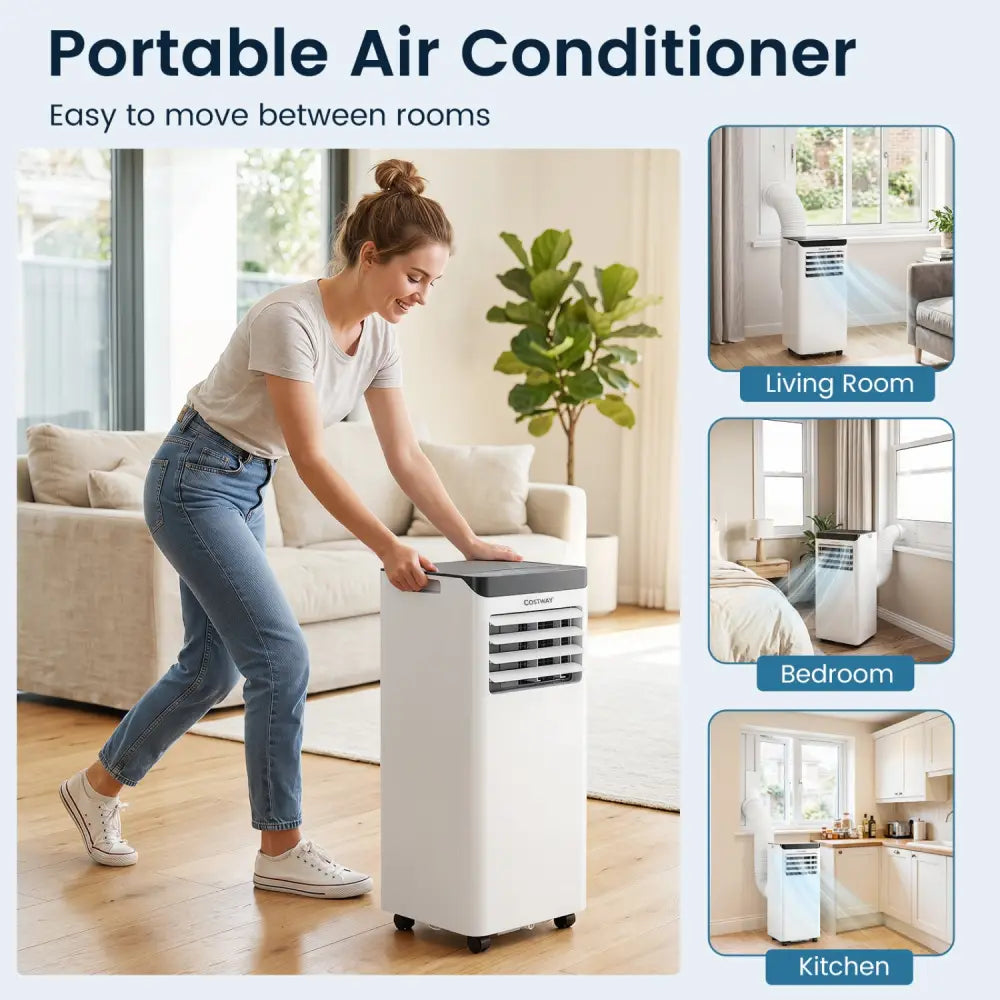 8000 BTU Portable Air Conditioner Cools with Dehumidifier and 24H Timer-Black - Black - Portable Air Conditioners