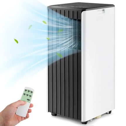 8000 BTU Portable Air Conditioner with Cool Humidifier and Sleep Mode-Black & White Costway
