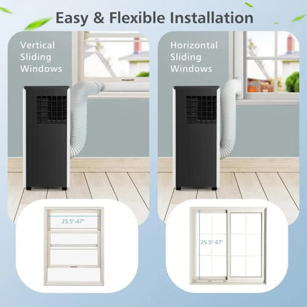 8000 BTU Portable Air Conditioner with Cool Humidifier and Sleep Mode-Black & White Costway