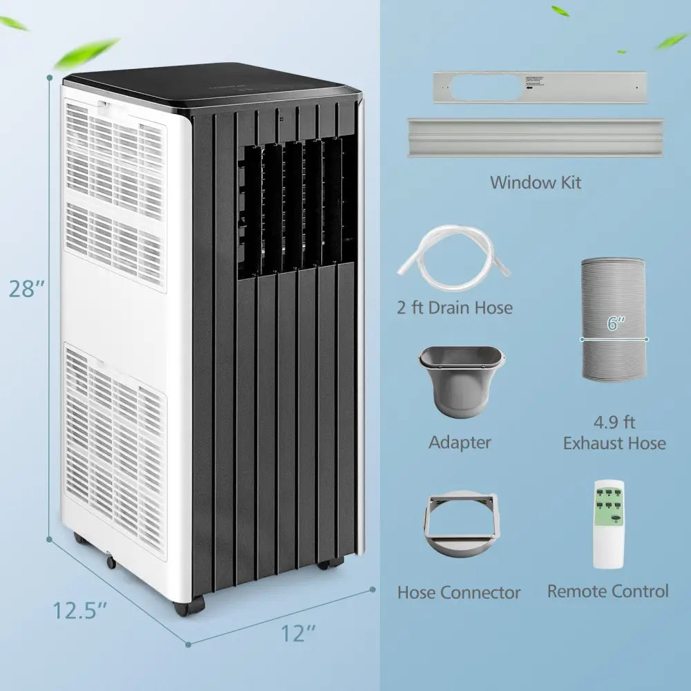 8000 BTU Portable Air Conditioner with Cool Humidifier and Sleep Mode-Black & White - Black & White - Portable Air
