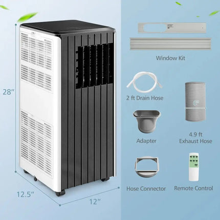 8000 BTU Portable Air Conditioner with Cool Humidifier and Sleep Mode-Black & White Costway