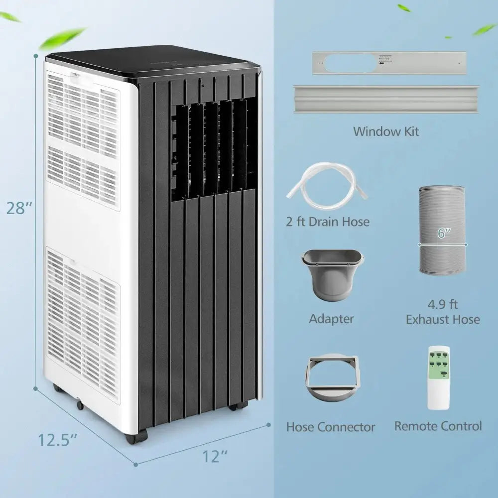 8000 BTU Portable Air Conditioner with Cool Humidifier and Sleep Mode-Black & White Costway