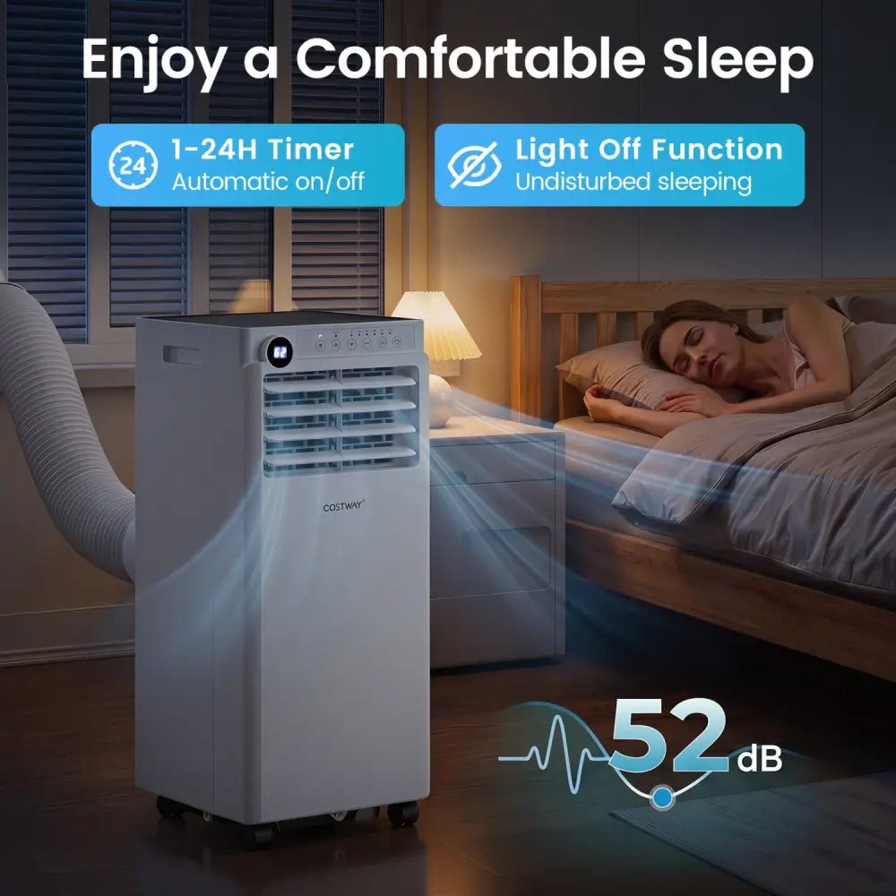 8000 BTU Portable Air Conditioner with Dehumidifier and 24H Timer-White - White - Portable Air Conditioners