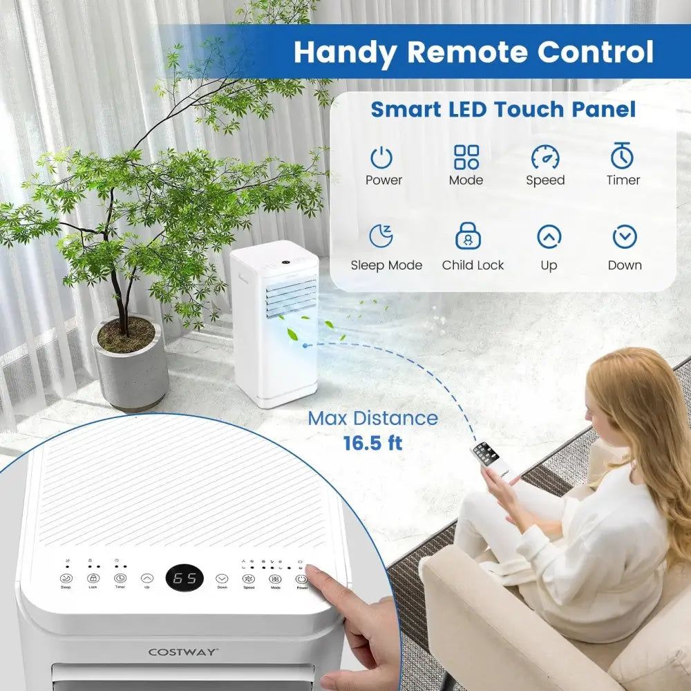 8000 BTU Portable Air Conditioner with Dehumidifier and Fan Mode Costway