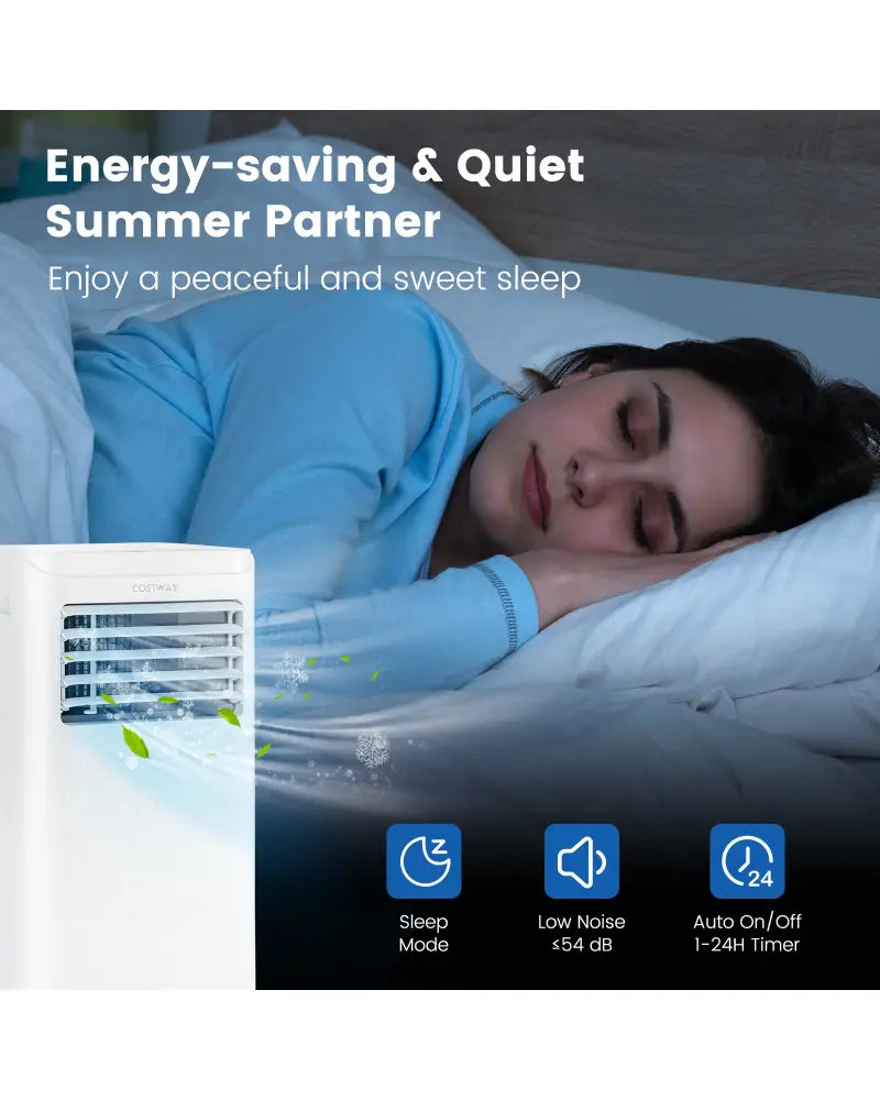 8000 BTU Portable Air Conditioner with Dehumidifier and Fan Mode - White - Portable Air Conditioners