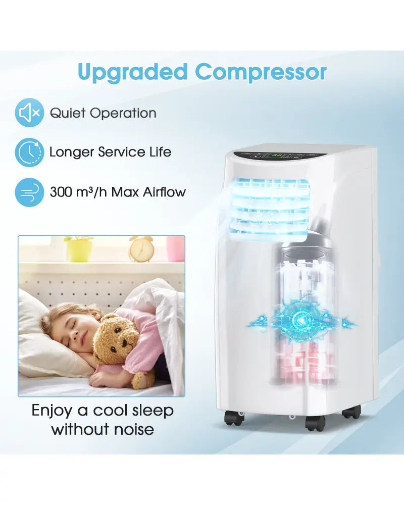 8000 BTU Portable Air Conditioner with Dehumidifier Function and Sleep Mode - White - Portable Air Conditioners