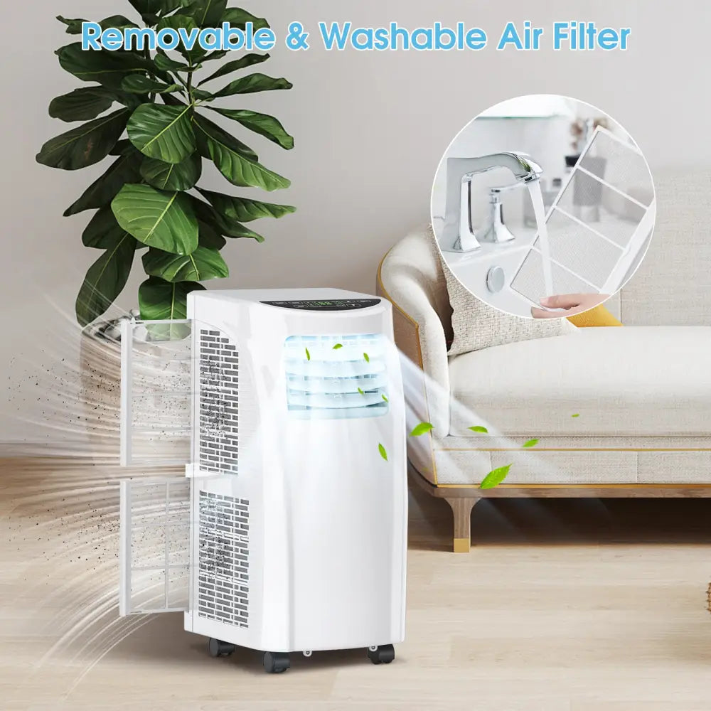 8000 BTU Portable Air Conditioner with Dehumidifier Function and Sleep Mode - White - Portable Air Conditioners