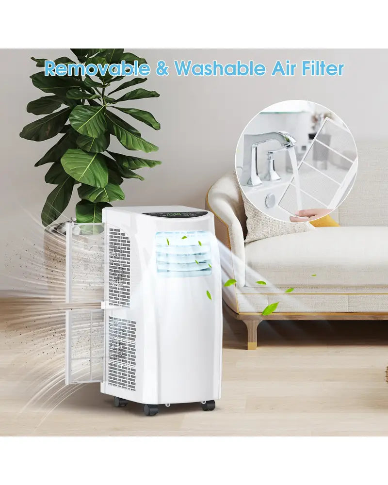 8000 BTU Portable Air Conditioner with Dehumidifier Function and Sleep Mode - White - Portable Air Conditioners