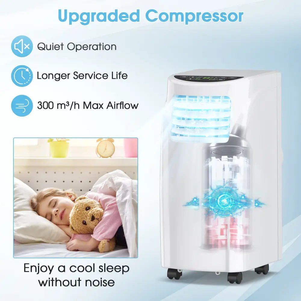 8000 BTU Portable Air Conditioner with Dehumidifier Function and Sleep Mode - White - Portable Air Conditioners