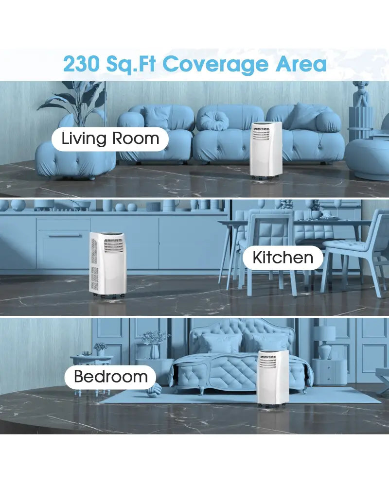 8000 BTU Portable Air Conditioner with Dehumidifier Function and Sleep Mode - White - Portable Air Conditioners