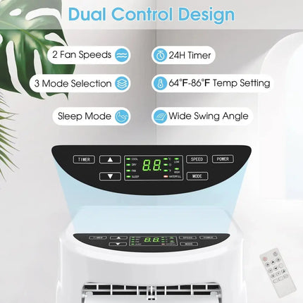 8000 BTU Portable Air Conditioner with Dehumidifier Function and Sleep Mode Costway