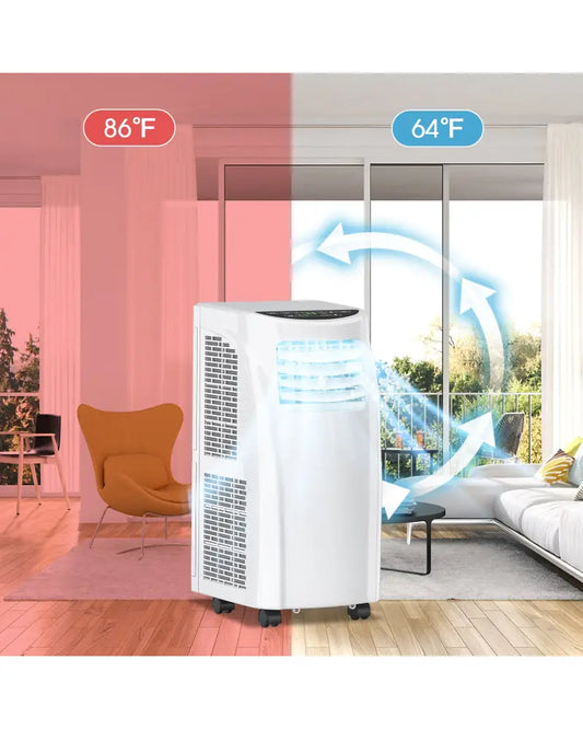 8000 BTU Portable Air Conditioner with Dehumidifier Function and Sleep Mode - White - Portable Air Conditioners