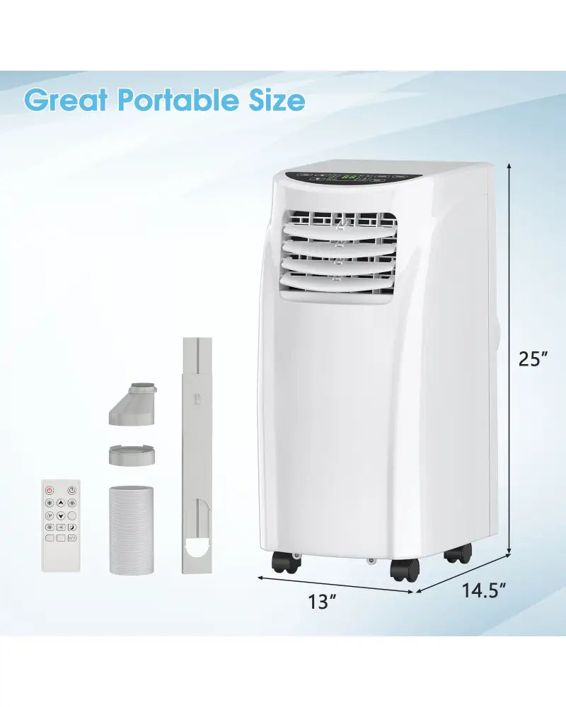 8000 BTU Portable Air Conditioner with Dehumidifier Function and Sleep Mode - White - Portable Air Conditioners
