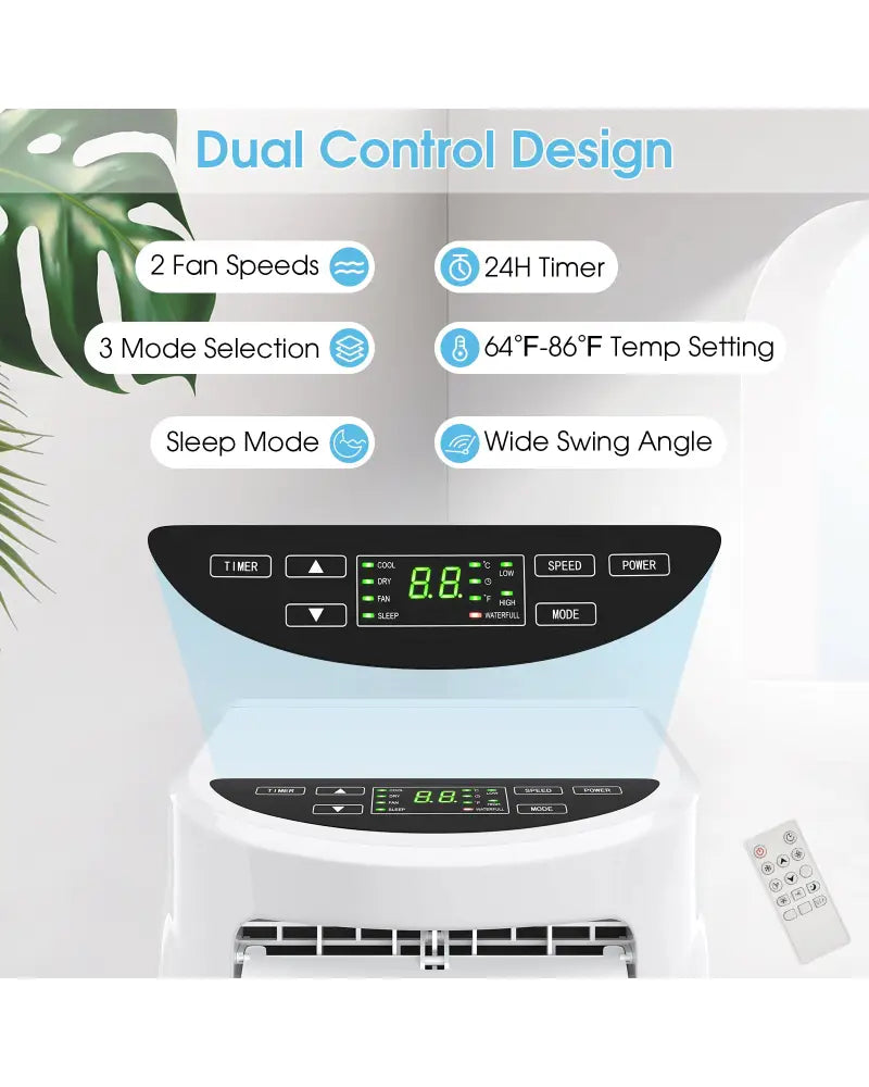 8000 BTU Portable Air Conditioner with Dehumidifier Function and Sleep Mode - White - Portable Air Conditioners