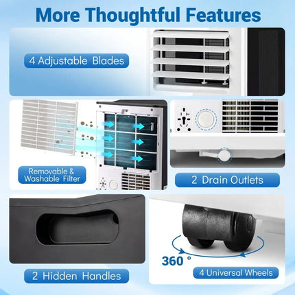 8000 BTU Portable Air Conditioner with Fan and Dehumidifier and LED Display Costway