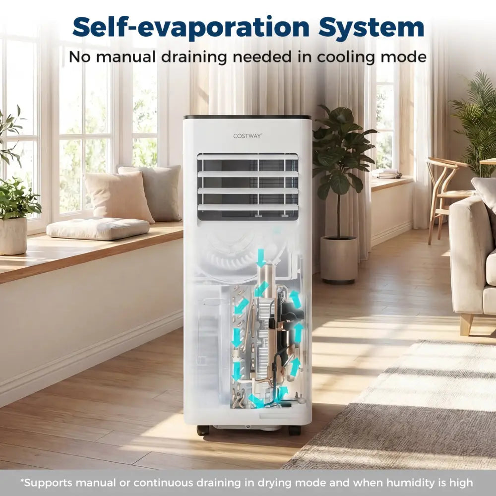 8000 BTU Portable Air Conditioner with Fan and Dehumidifier and LED Display - Black & White - Portable Air Conditioners