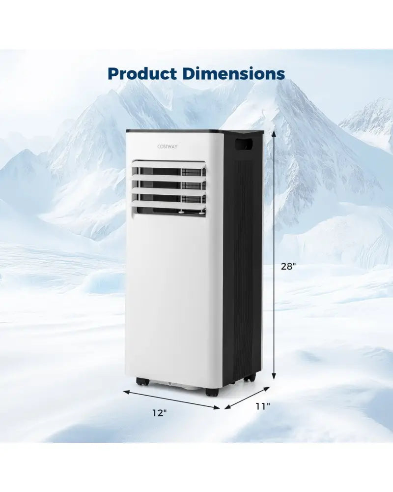 8000 BTU Portable Air Conditioner with Fan and Dehumidifier and LED Display - Black & White - Portable Air Conditioners
