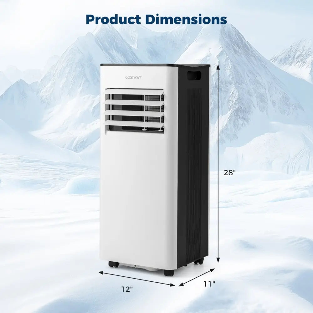 8000 BTU Portable Air Conditioner with Fan and Dehumidifier and LED Display - Black & White - Portable Air Conditioners