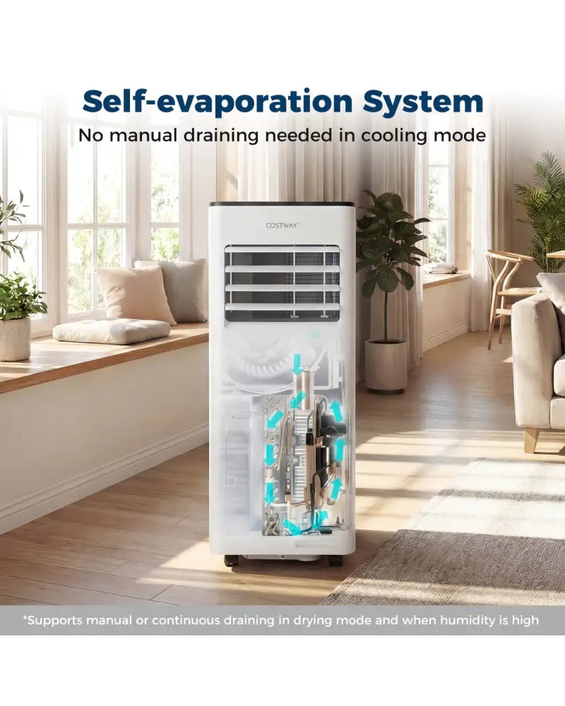 8000 BTU Portable Air Conditioner with Fan and Dehumidifier and LED Display - Black & White - Portable Air Conditioners