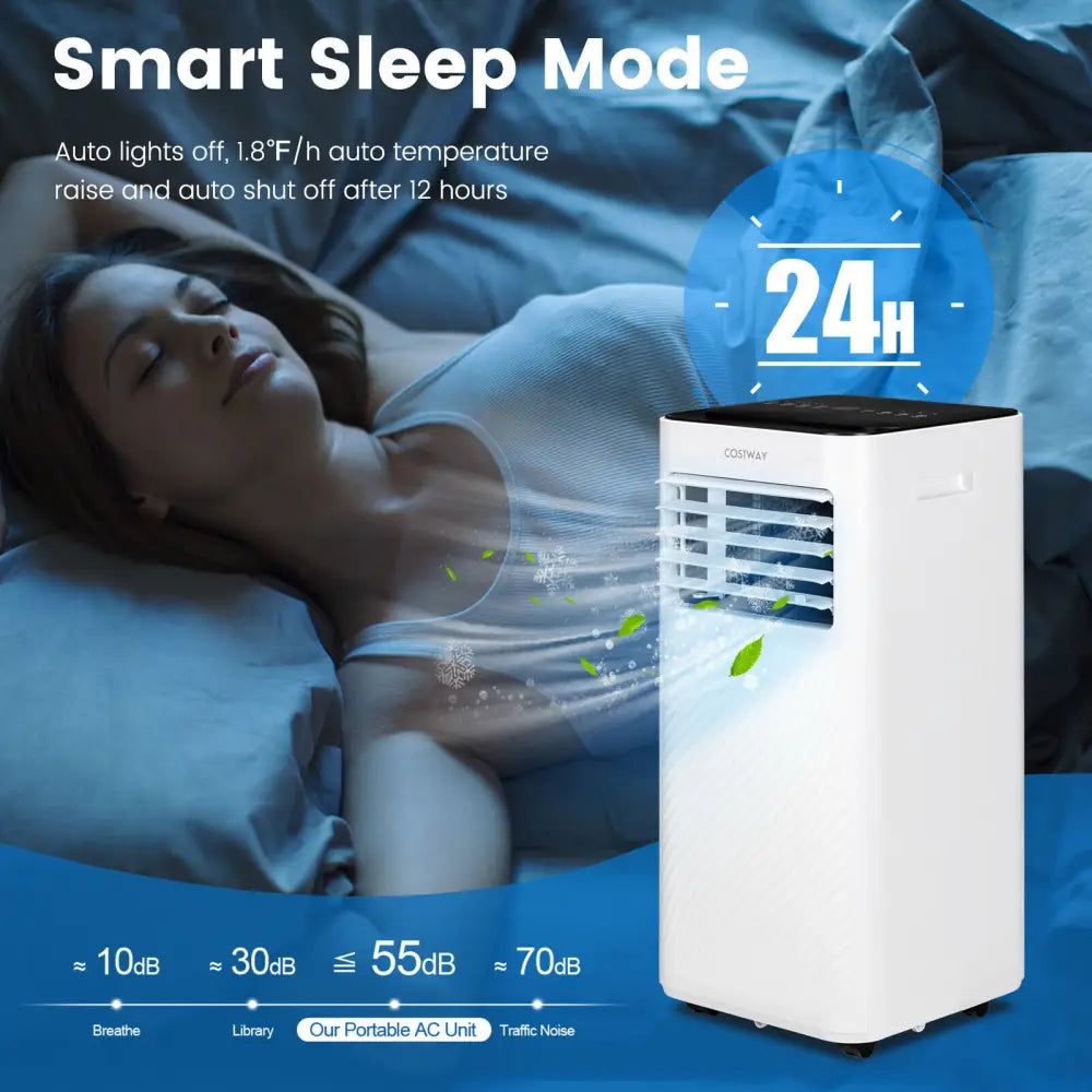 8000 BTU Portable Air Conditioner with Remote Control and Sleep Mode-Black - Black - Portable Air Conditioners