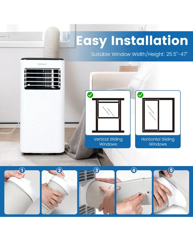 8000 BTU Portable Air Conditioner with Remote Control and Sleep Mode-Black - Black - Portable Air Conditioners