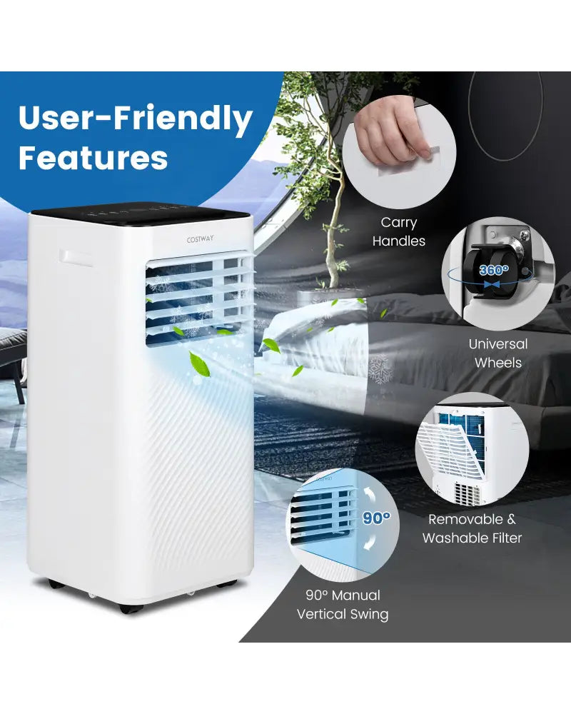 8000 BTU Portable Air Conditioner with Remote Control and Sleep Mode-Black - Black - Portable Air Conditioners