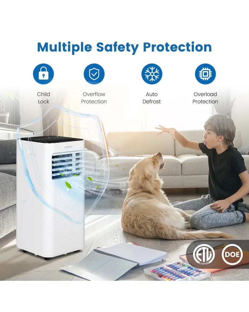8000 BTU Portable Air Conditioner with Remote Control and Sleep Mode-Black - Black - Portable Air Conditioners