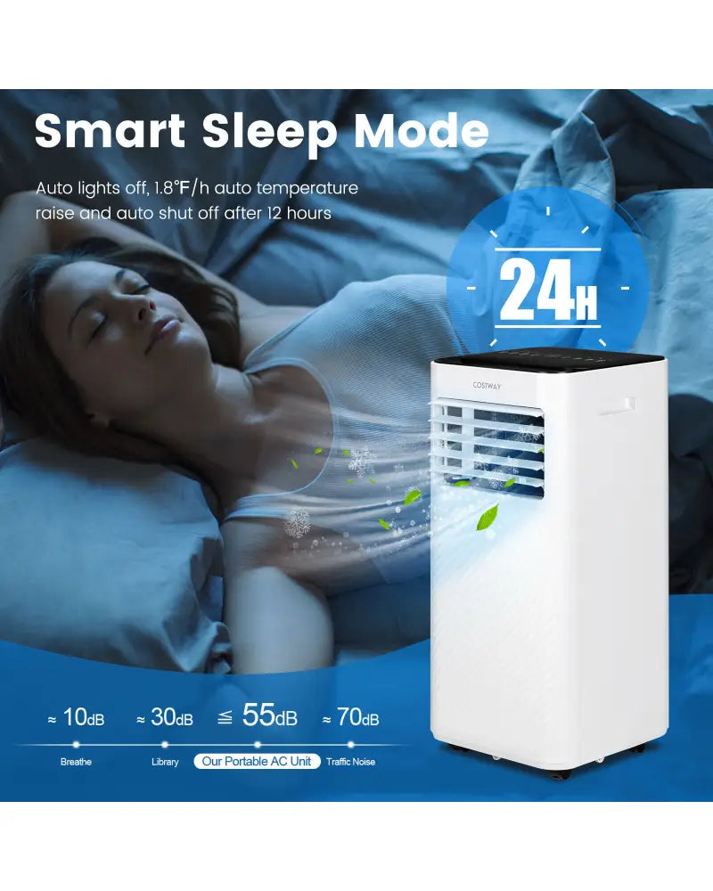 8000 BTU Portable Air Conditioner with Remote Control and Sleep Mode-Black - Black - Portable Air Conditioners