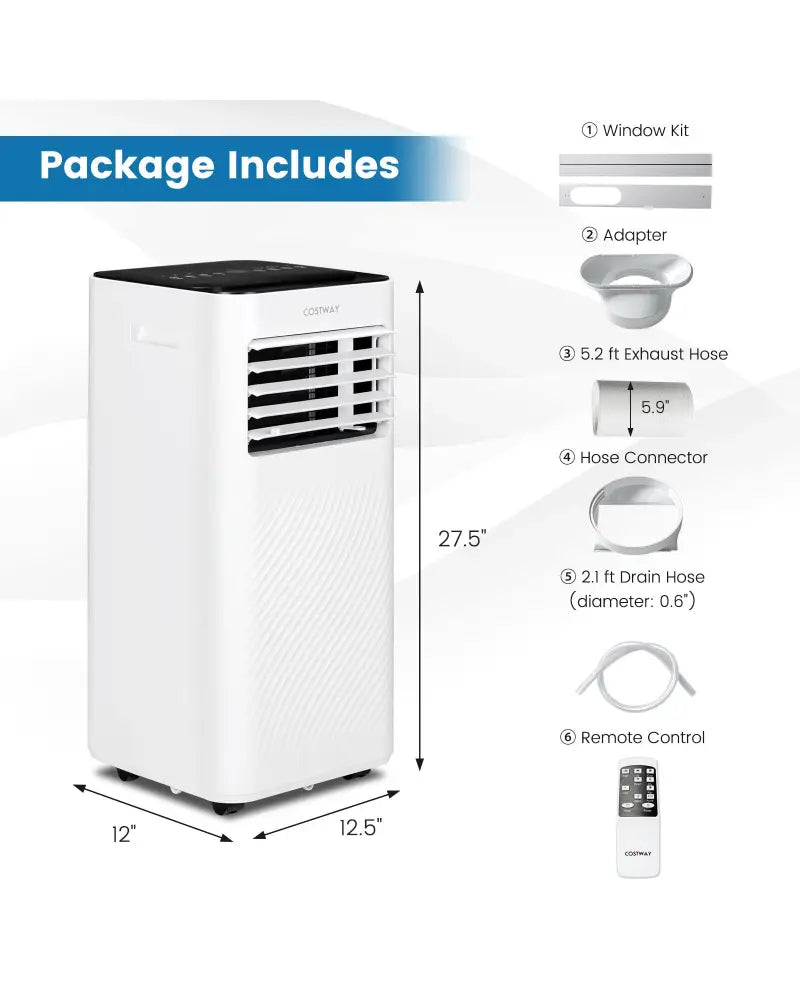 8000 BTU Portable Air Conditioner with Remote Control and Sleep Mode-Black - Black - Portable Air Conditioners