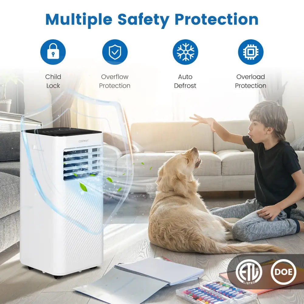 8000 BTU Portable Air Conditioner with Remote Control and Sleep Mode-Black - Black - Portable Air Conditioners