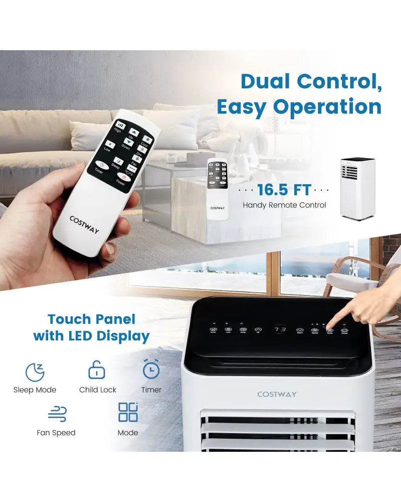 8000 BTU Portable Air Conditioner with Remote Control and Sleep Mode-Black - Black - Portable Air Conditioners