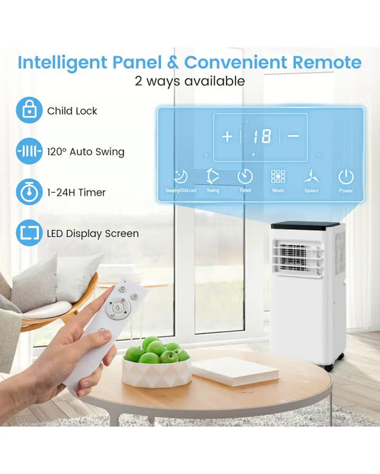 8000 BTU Portable Air Conditioner with Remote Control Cools up to 250 Sq.Ft - White - Portable Air Conditioners