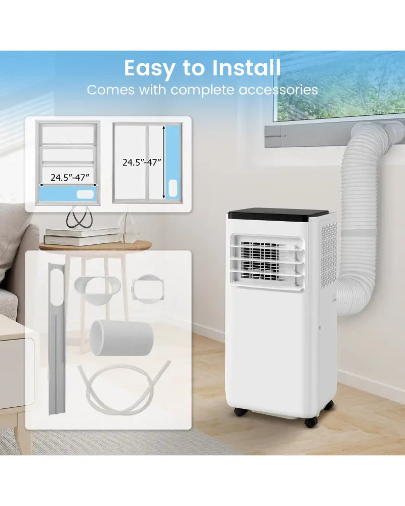 8000 BTU Portable Air Conditioner with Remote Control Cools up to 250 Sq.Ft - White - Portable Air Conditioners