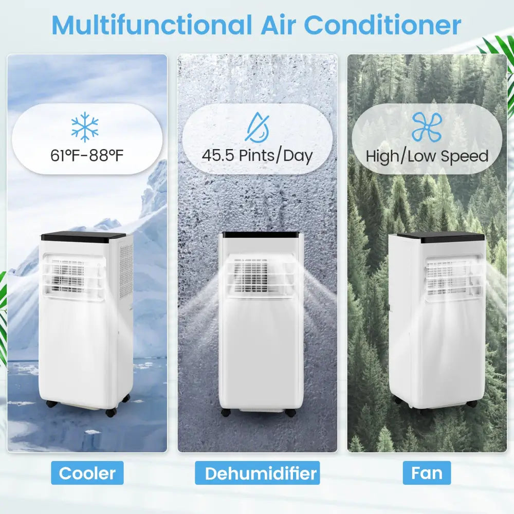 8000 BTU Portable Air Conditioner with Remote Control Cools up to 250 Sq.Ft - White - Portable Air Conditioners