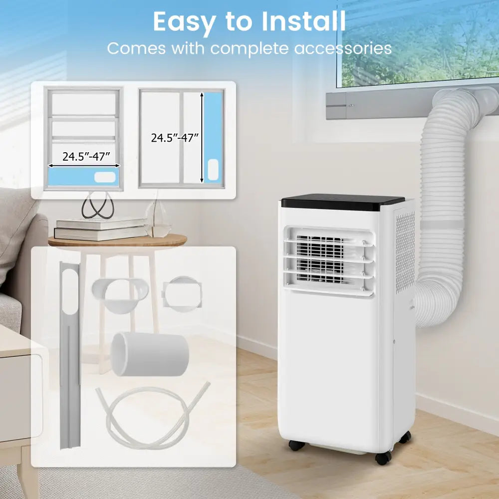 8000 BTU Portable Air Conditioner with Remote Control Cools up to 250 Sq.Ft - White - Portable Air Conditioners